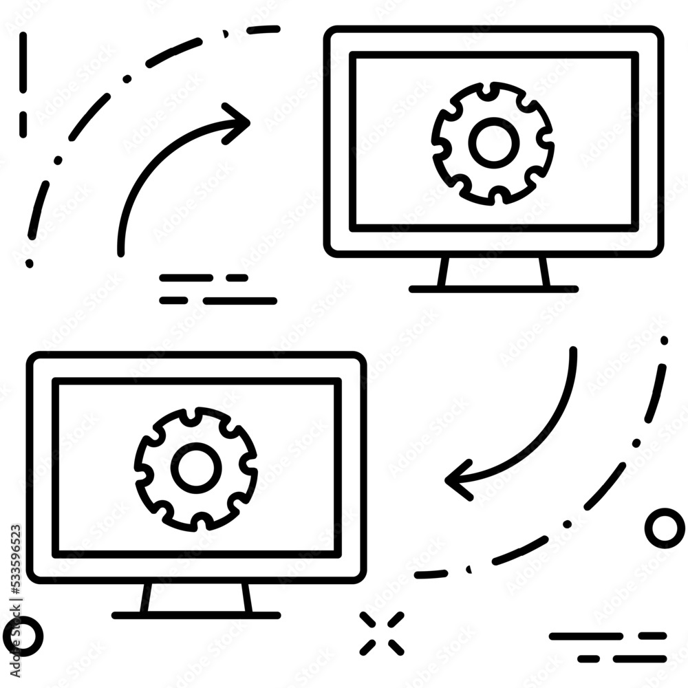Obraz premium Monitor Settings Line Vector Icon