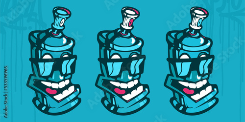 Abstract Hiphop Graffiti Style Spray Cans Vector Illustration Template
