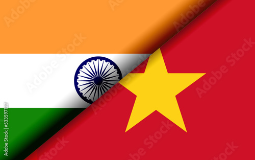 Photography Flags of the India and Vietnam divided diagonally