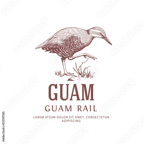 Guam Rail. Vintage Bird Logo