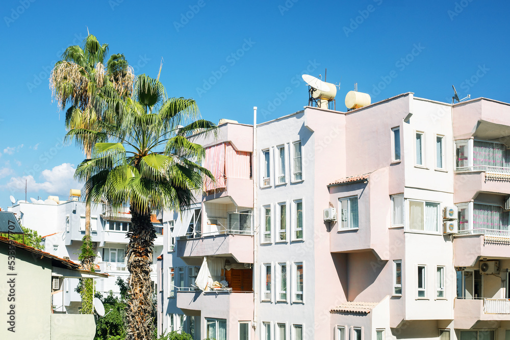 Apartment houses in Alanya, Turkey. City real estate.