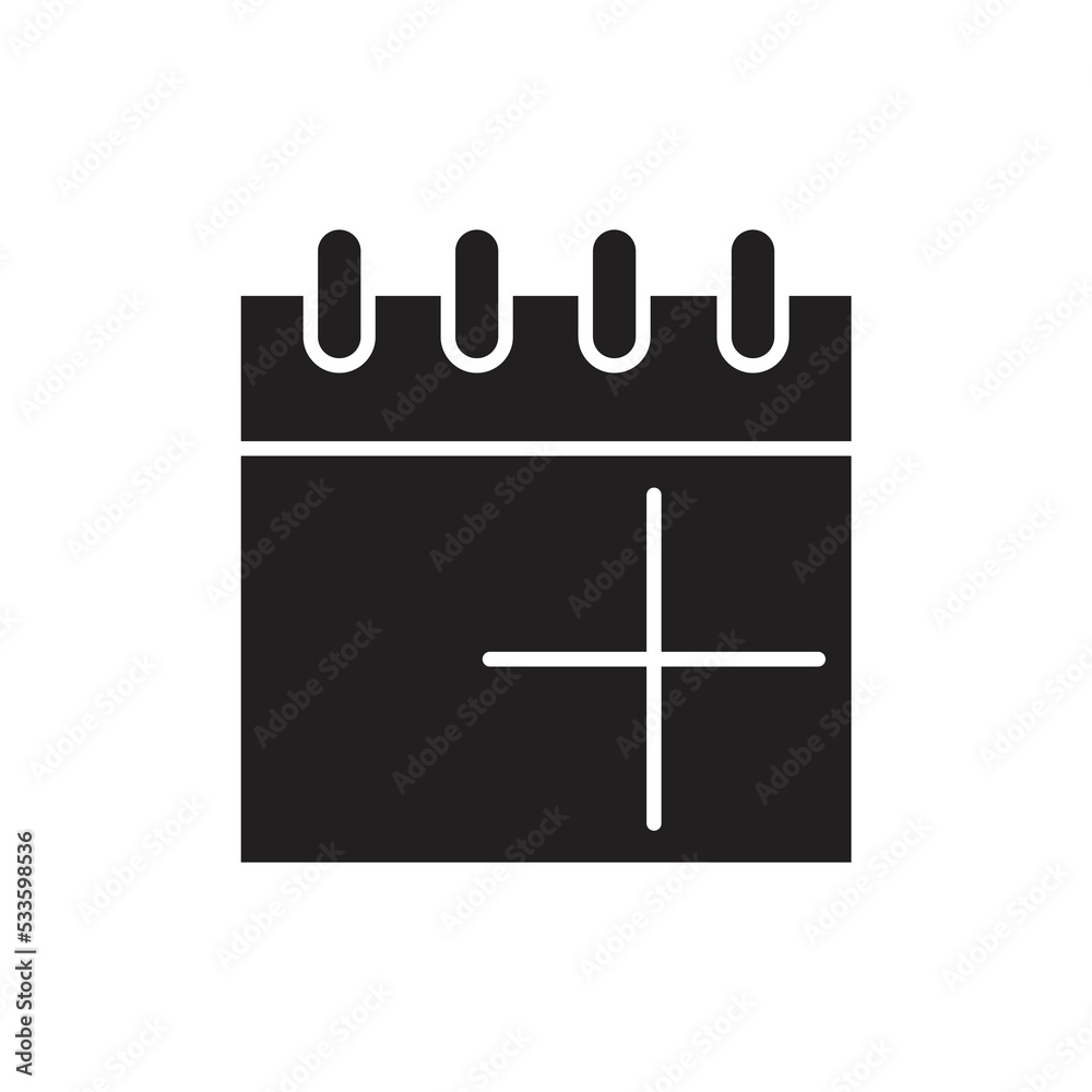 Calendar add date icon. Add new schedule icon isolated on white background. Calendar add date icon. Add new schedule icon isolated on white background.