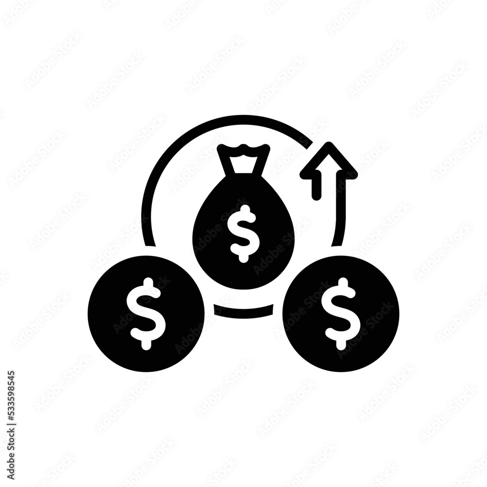 Black solid icon for surplus