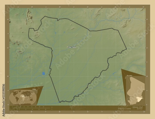 Salamat, Chad. Physical. Labelled points of cities photo