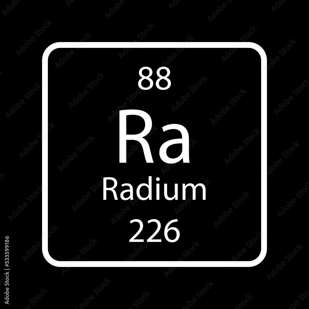 Radium symbol. Chemical element of the periodic table. Vector illustration.