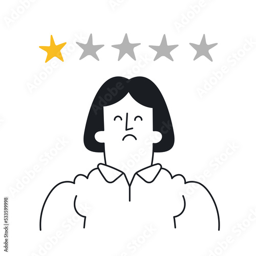 Customer feedback, negative review. Outline, linear, thin line, doodle art. Simple style with editable stroke.Web