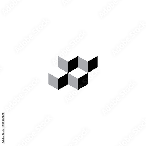 Simple abstract cube cube black box logo design