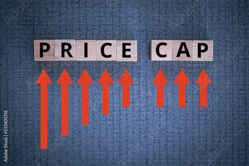 Price Cap on dark background with red arrows pointing upwards