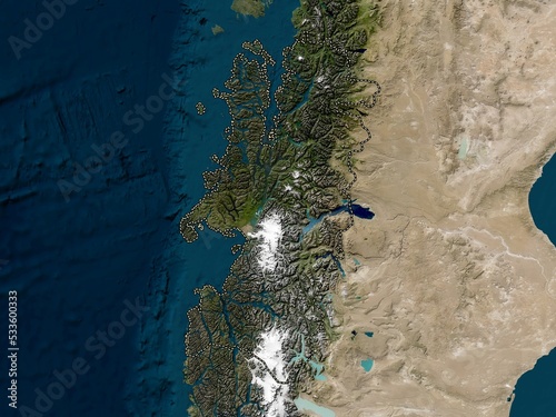 Aisen del General Carlos Ibanez del Campo, Chile. Low-res satellite. No legend photo