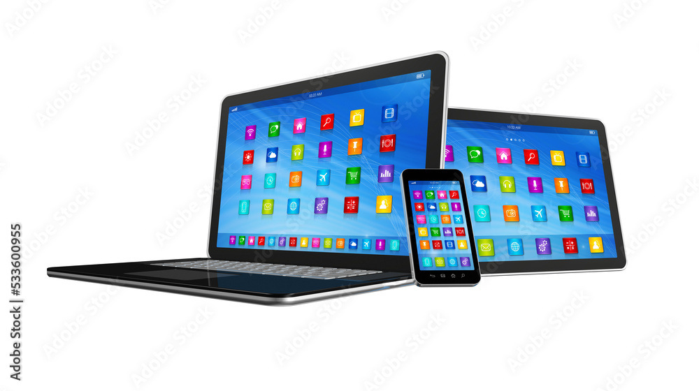 Smartphone, Digital Tablet Computer and Laptop Smartphone, Digital Tablet Computer and Laptop