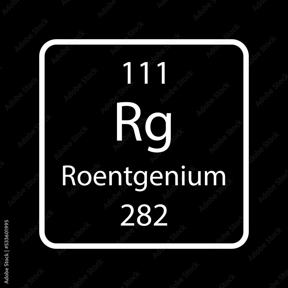 Roentgenium symbol. Chemical element of the periodic table. Vector illustration.