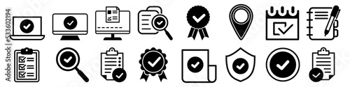 Check mark vector icon set. Approval illustration symbol collection. ok sign or logo.