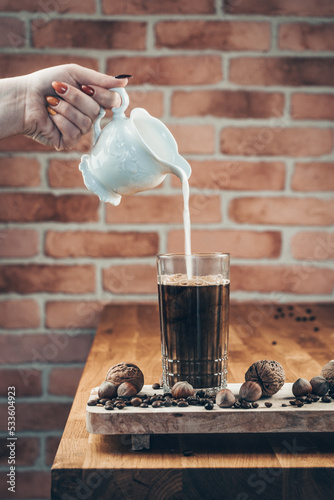 black coffee with milk  © Piotr