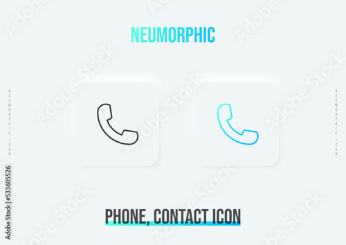 Phone, contact trendy neumorphic icon in solid and gradient color