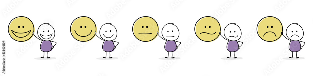 Funny stickman emotional icons. Appraisal design. Vector Funny stickman emotional icons. Appraisal design. Vector