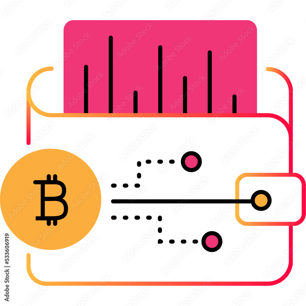 Bitcoin wallet icon block chain mining vector Bitcoin wallet icon block chain mining vector