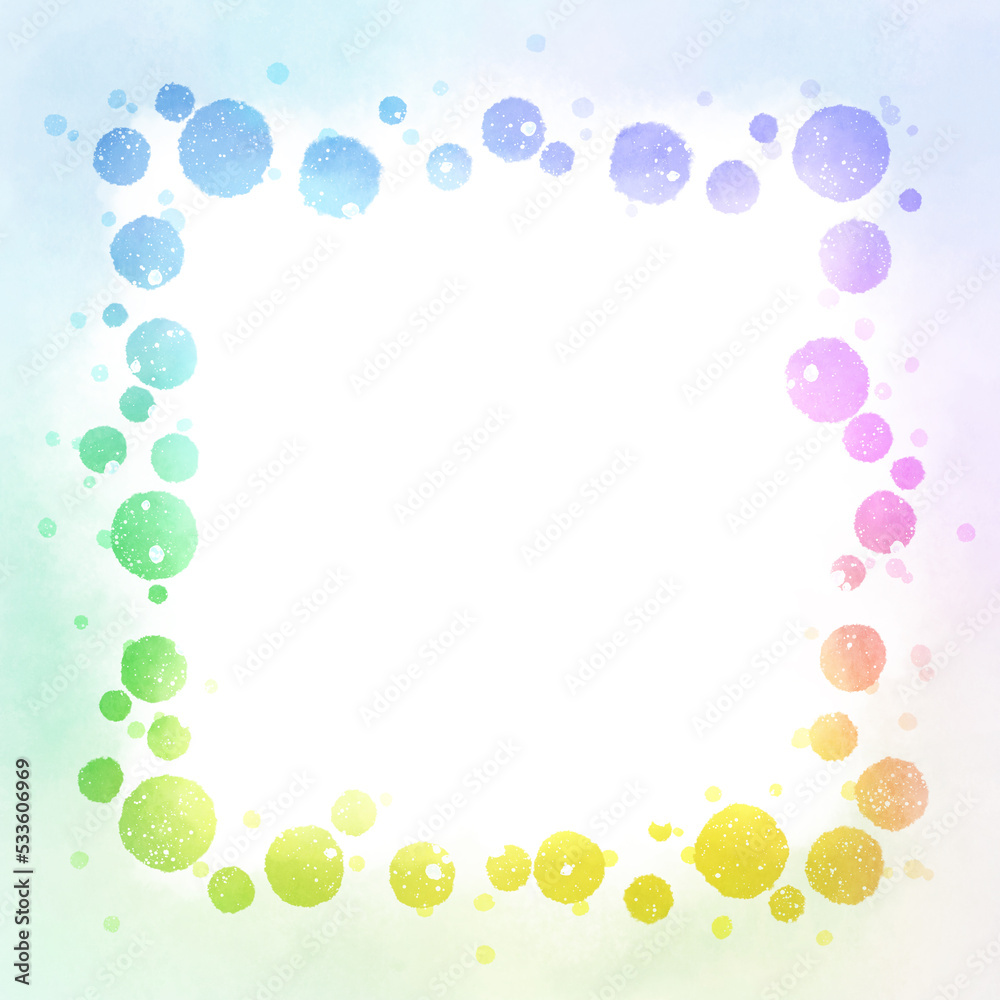 カラフルな水玉のフレーム素材