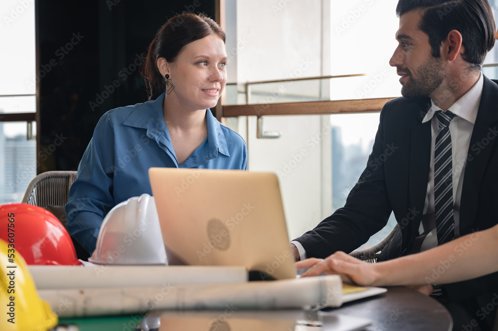 Happy businesswoman working with office team work Happy businesswoman working with office team work