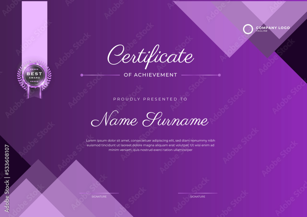 Purple certificate template with luxury pattern,diploma,Vector ...