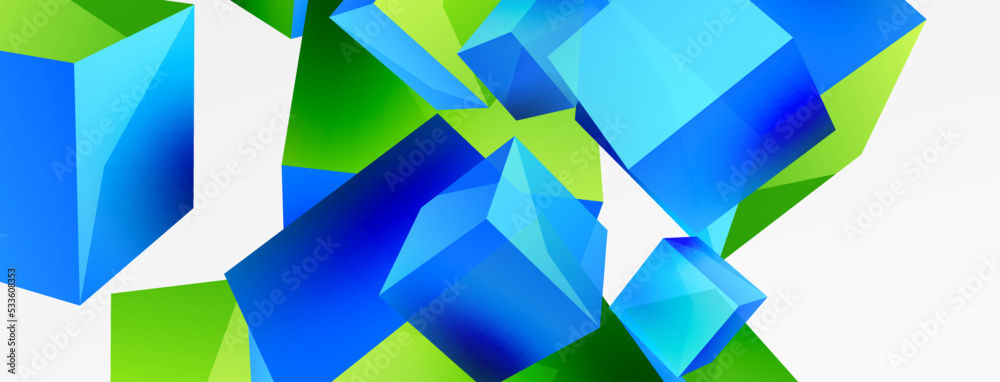 3d cubes vector abstract background. Composition of 3d square shaped basic geometric elements. Trendy techno business template for wallpaper, banner, background or landing 3d cubes vector abstract background. Composition of 3d square shaped basic geometric elements. Trendy techno business template for wallpaper, banner, background or landing