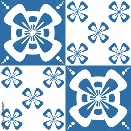 Blue Azulejo square pattern portuguese tiles for wall decor