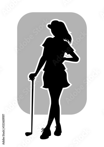 vector silhouette female professional golfer playing golf