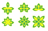 set of beautiful oriental lotus shape decoration elements