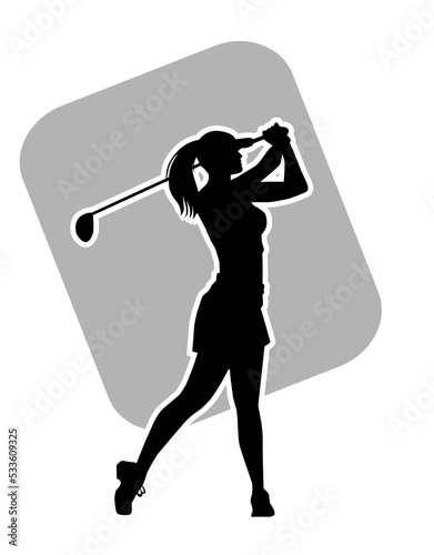 vector silhouette female professional golfer playing golf