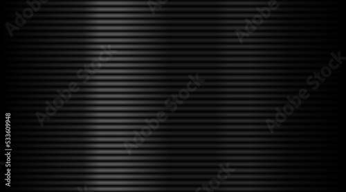 Seamless black metal straight line background. Black plastic texture pattern background. Dark enamel compressed spring banner