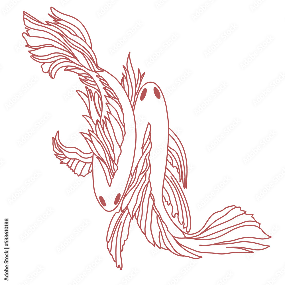 Minimalist illustration of fish. Idea for a tattoo. Linear simplified image of a fish. Print for textiles, accessories, logos, posters. Minimalist illustration of fish. Idea for a tattoo. Linear simplified image of a fish. Print for textiles, accessories, logos, posters.