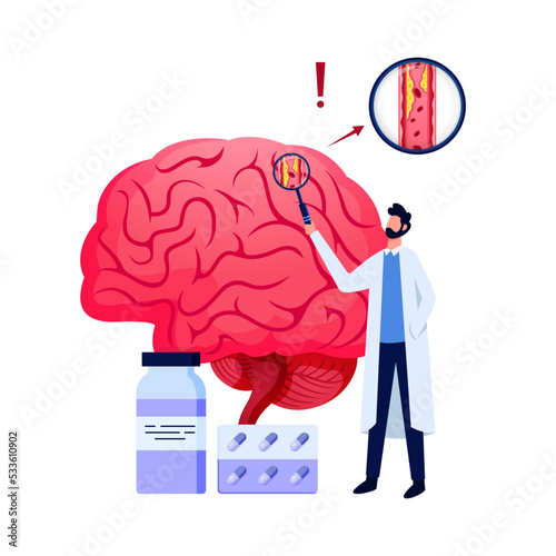 World Stroke day banner, mnemonic. Brain and human face vector.