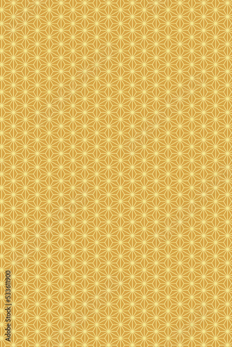 Portrait background of gold Japanese traditional hemp fabric pattern