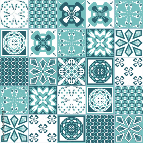 Azulejo talavera ceramic tile spanish portuguese traditional pattern, colorful traditional vintage background, vector illustration
