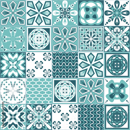 Azulejo talavera ceramic tile portuguese vintage pattern, illustration