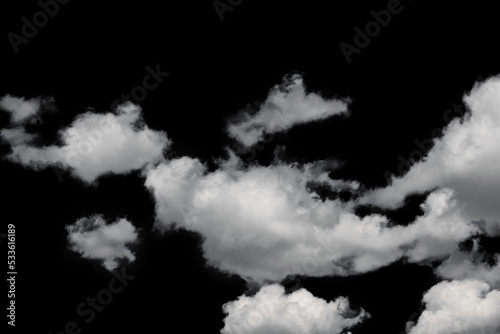 white fluffy clouds isolated on a black background  clipart