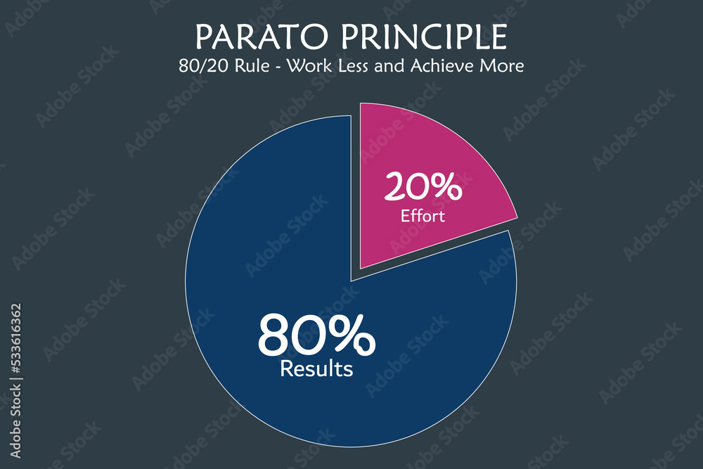 Parato Principle in a Pie chart. Concept-based background infographic template