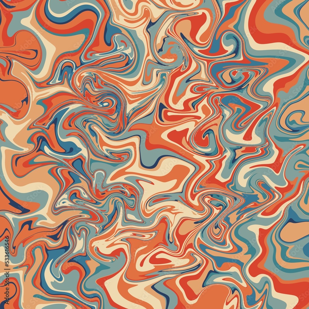 Retro groovy psychedelic marble background. illustration in the style of 1970