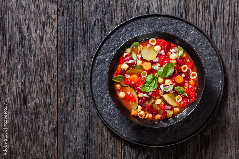 italian minestrone with beans, zucchini and pasta italian minestrone with beans, zucchini and pasta