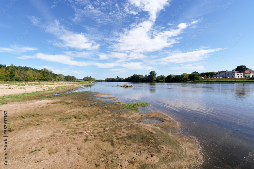 Sand bank and dry riverbed of the Loire near Orléans city Sand bank and dry riverbed of the Loire near Orléans city