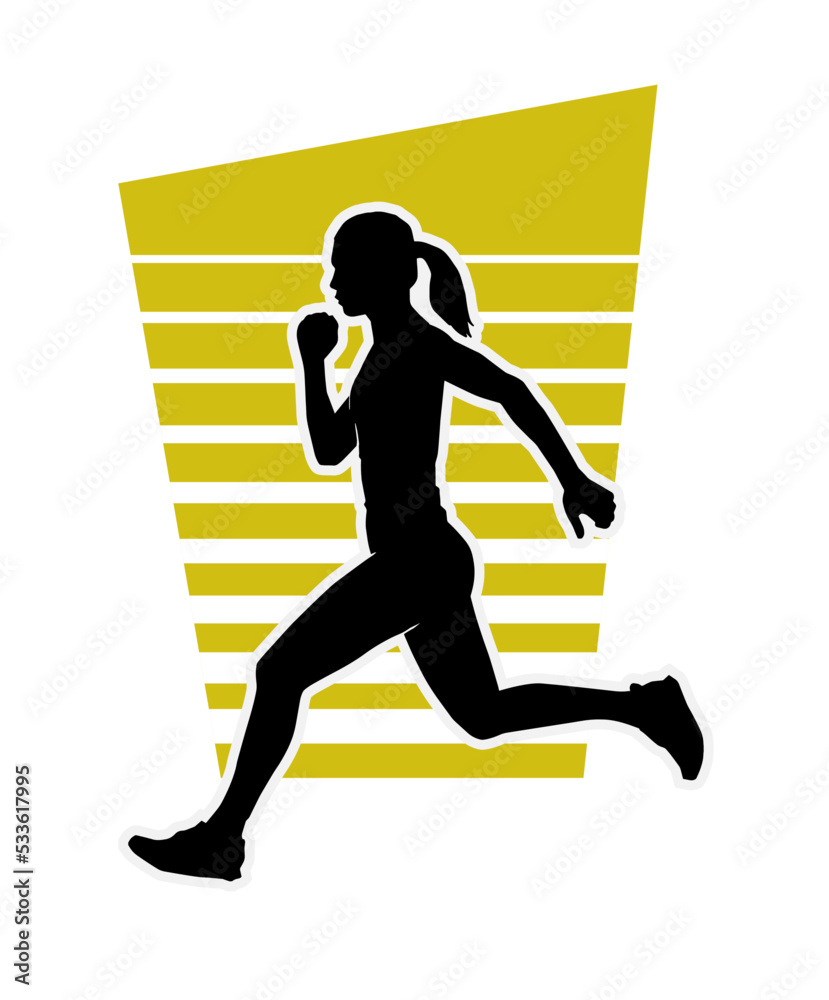 Vector silhouette of a woman exercising on white background