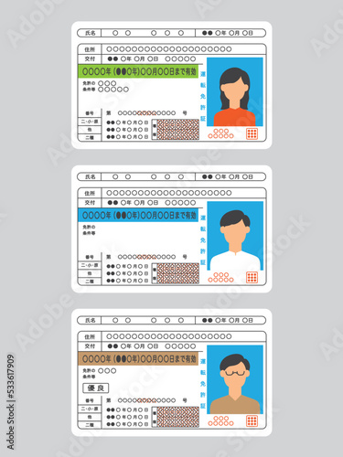 いろんな免許証のセット