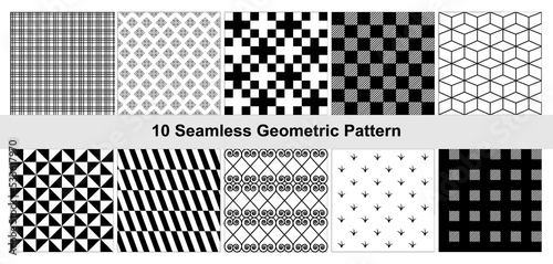 10 Geometric pattern in black white.