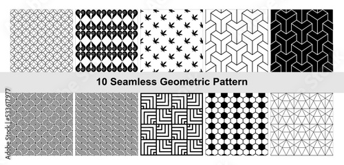 10 Geometric pattern in black white.