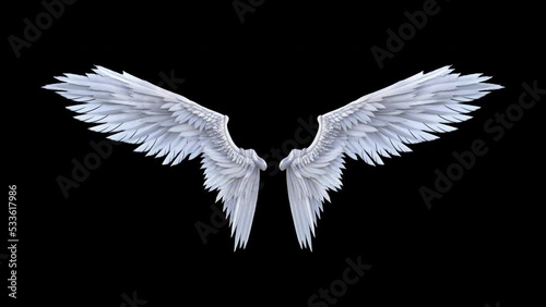 Flapping angel wings - 3d render looped with alpha channel.