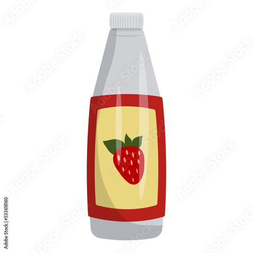 Strawberry jam in a bottle. Vector