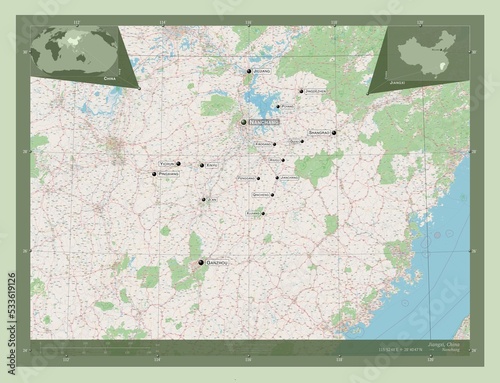 Jiangxi, China. OSM. Labelled points of cities photo