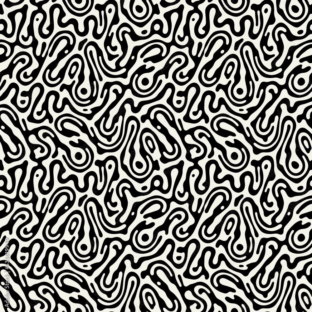 Vector seamless pattern. Free form organic shapes. Stylish structure of natural spots. Hand drawn abstract background. Can be used as swatch in Illustrator. Monochrome spotty print. Vector seamless pattern. Free form organic shapes. Stylish structure of natural spots. Hand drawn abstract background. Can be used as swatch in Illustrator. Monochrome spotty print.