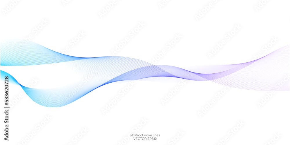 Vector wave lines smooth flowing dynamic blue purple pink gradient ...
