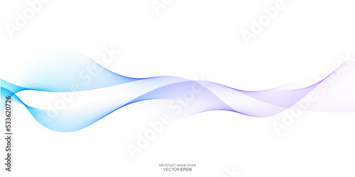 Vector wave lines smooth flowing dynamic blue purple pink gradient isolated on white background for concept of technology, digital, communication, science, music
