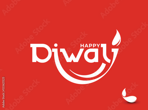 Happy Diwali text design. Abstract vector illustration.